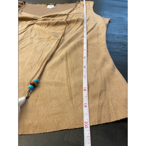 Vixen Vtg 90's Southwest Native American Faux Suede Feather Sleeveless Top Sz M - Picture 8 of 11